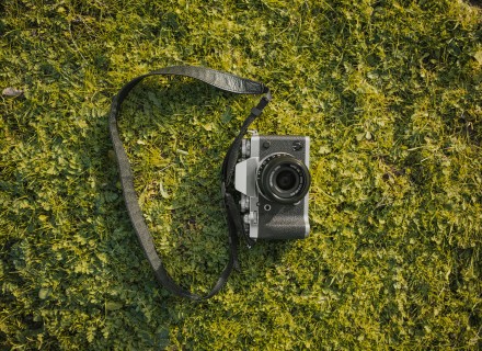 fototoestel in het gras